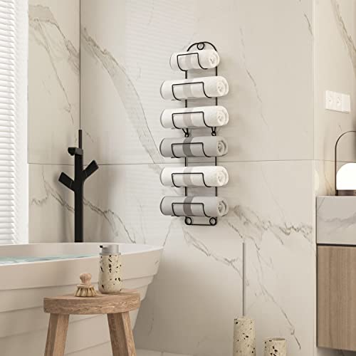 SODUKU Towel Rack Wall Mounted Metal Wine Rack Towel Shelf for Bathroom Black