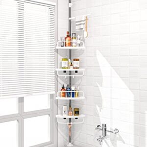 ADOVEL 4 Layer Corner Shower Caddy, Adjustable Shower Shelf, Constant Tension Stainless Steel Pole Organizer, Rustproof 3.3 to 9.8ft