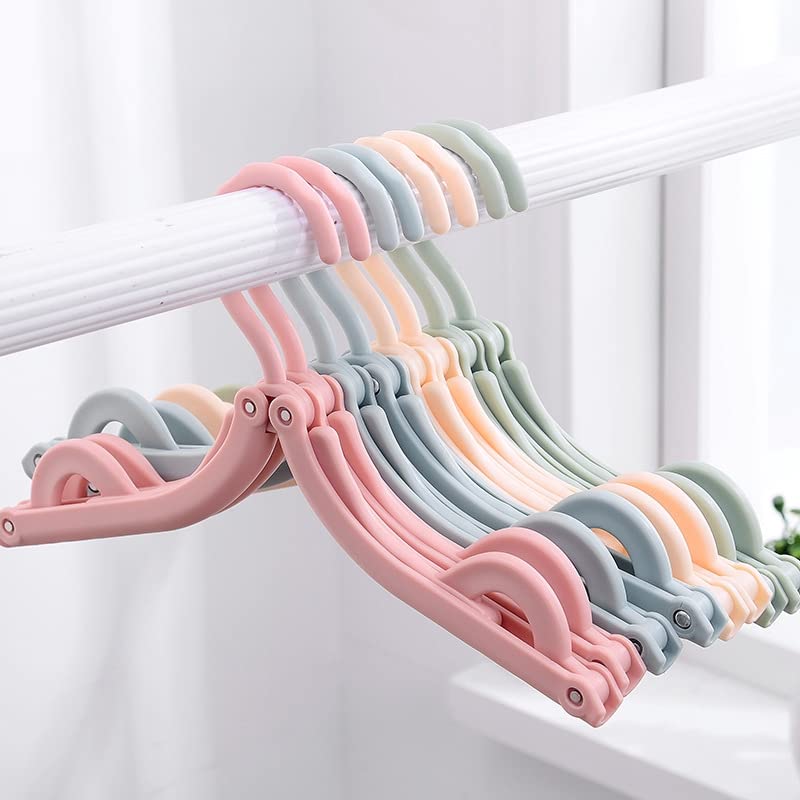 10 pcs Travel Hangers - Multifunctional Folding Clothes Hanger Portable Folding Travel Hangers Foldable Plastic Hanger and Drying Hanger for Travel