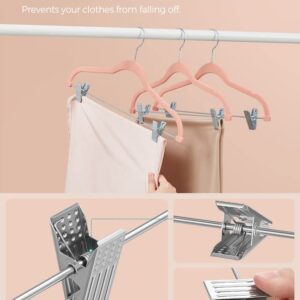 SONGMICS 50 Velvet Coat Hangers Bundle with 30 Skirt Hangers, Space-Saving Closet Organization, Swivel Hooks, for Shirts, Pants, Skirts, Light Pink UCRF21PK50 and UCRF12PK30