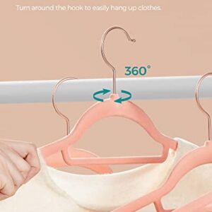 SONGMICS 50 Velvet Coat Hangers Bundle with 30 Skirt Hangers, Space-Saving Closet Organization, Swivel Hooks, for Shirts, Pants, Skirts, Light Pink UCRF21PK50 and UCRF12PK30