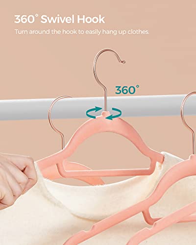 SONGMICS 50 Velvet Coat Hangers Bundle with 30 Skirt Hangers, Space-Saving Closet Organization, Swivel Hooks, for Shirts, Pants, Skirts, Light Pink UCRF21PK50 and UCRF12PK30