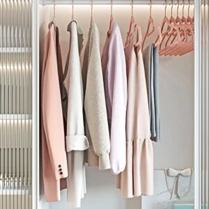 SONGMICS 50 Velvet Coat Hangers Bundle with 30 Skirt Hangers, Space-Saving Closet Organization, Swivel Hooks, for Shirts, Pants, Skirts, Light Pink UCRF21PK50 and UCRF12PK30