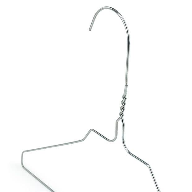 HANGERWORLD 50 Pack of Small Silver Metal Wire Hangers Petite, Teen Size, No Shoulder Bump - 14.2inch