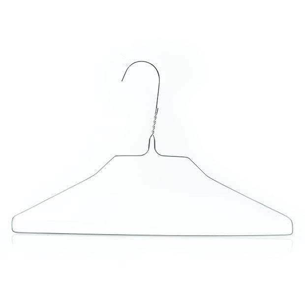 HANGERWORLD 50 Pack of Small Silver Metal Wire Hangers Petite, Teen Size, No Shoulder Bump - 14.2inch