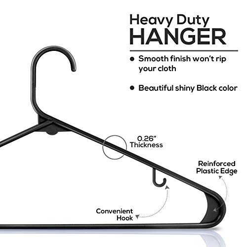 Utopia Home Plastic Hangers Value Pack of 100 - Clothes Hanger with Hooks - Lightweight & Space Saving Plastic Hangers - Durable, Slim & Sleek Grey & Black Hangers