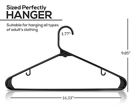 Utopia Home Plastic Hangers Value Pack of 100 - Clothes Hanger with Hooks - Lightweight & Space Saving Plastic Hangers - Durable, Slim & Sleek Grey & Black Hangers