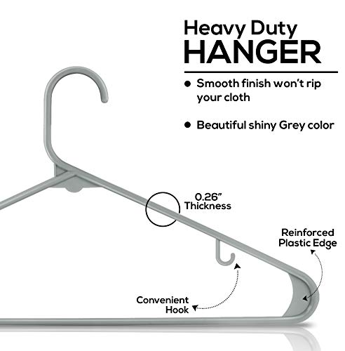 Utopia Home Plastic Hangers Value Pack of 100 - Clothes Hanger with Hooks - Lightweight & Space Saving Plastic Hangers - Durable, Slim & Sleek Grey & Black Hangers