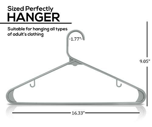 Utopia Home Plastic Hangers Value Pack of 100 - Clothes Hanger with Hooks - Lightweight & Space Saving Plastic Hangers - Durable, Slim & Sleek Grey & Black Hangers