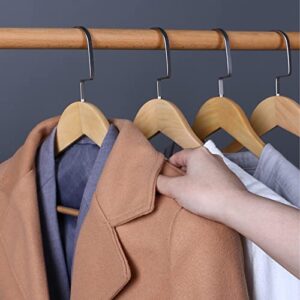 Wooden Hangers Wide Shoulder Wood Hangers 10 Pack Coat Hangers Suit Hangers with Non Slip Pant Bar Smooth Finish 360° Swivel Hook Solid Wood Hangers for Dress, Jacket, Sweater, Pants, Suit