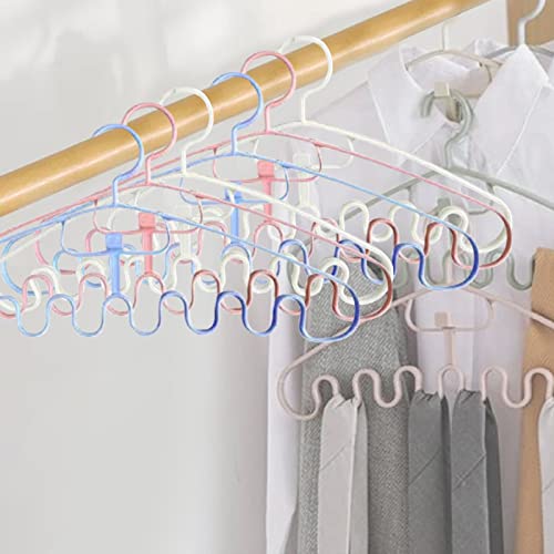 10PCS Wave Pattern Stackable Hanger: 8 Slots Multifunctional Magic Wave Pattern Hangere | Non Slip Stackable Space Saver Closet Organization Hangers | for Bra Top Camisole | Plastic Hanger (White)