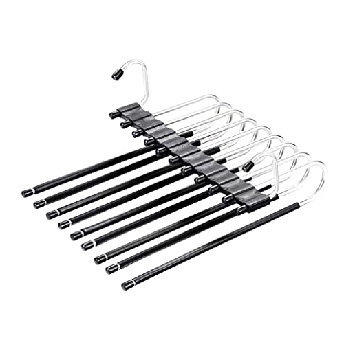 DIFENLUN Trouser Rack,2 Pack,5 Layer Multifunctional Trouser Rack,Space-Saving Stainless Steel,Non-Slip Design,Suitable for Pants Skirt Scarf,Magic Hangers(Black)