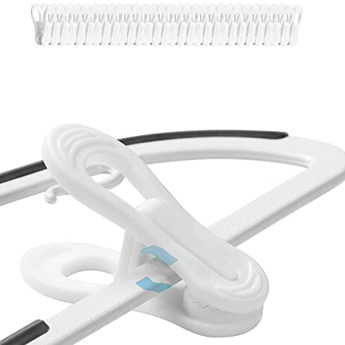 30pcs Plastic Hanger Clips,Kids Baby Clothes Clips, Multi-Purpose Clip,Strong Finger Pants Hangers on Hanger (White)