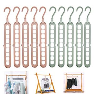 linseray magic clothes hangers, 10 pack wardrobe hangers multi functional closet hangers rotate anti-skid folding hanger for dormitory, bedroom, bathroom
