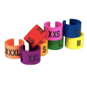 discount sizing colored hanger sizer garment markers (sizes: xxs-xxxl) color coded size clips - 50 pieces/size - 400 pieces total