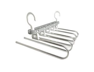 5 tier multi-functional space saving pants hangers for hanging pants, scarfs, belts, shirts, etc. (multiple colors) (grey)