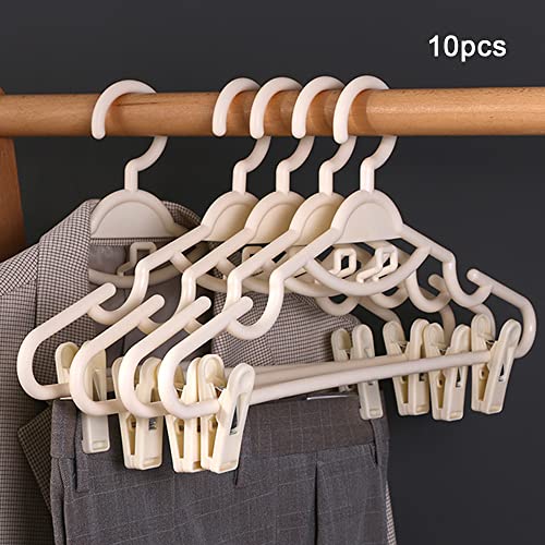 10pcs Clothes Hangers with Clips Plastic Space Saving Non-Slip Skirt Organizer Rotating Swivel Hook Pants Rack Trousers Skirts Clip Hangers for Pants Heavy Duty