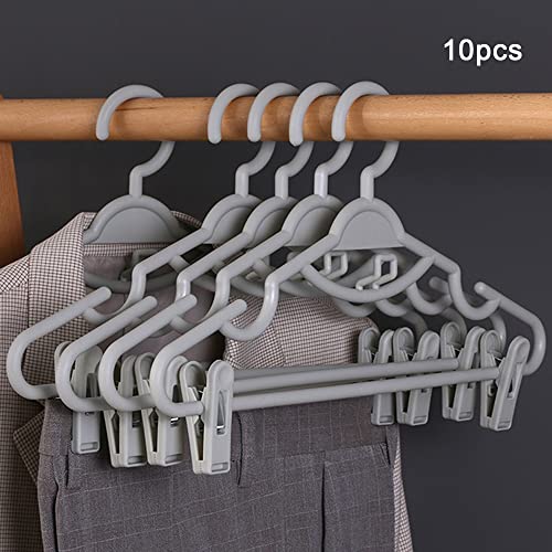 10pcs Clothes Hangers with Clips Plastic Space Saving Non-Slip Skirt Organizer Rotating Swivel Hook Pants Rack Trousers Skirts Clip Hangers for Pants Heavy Duty