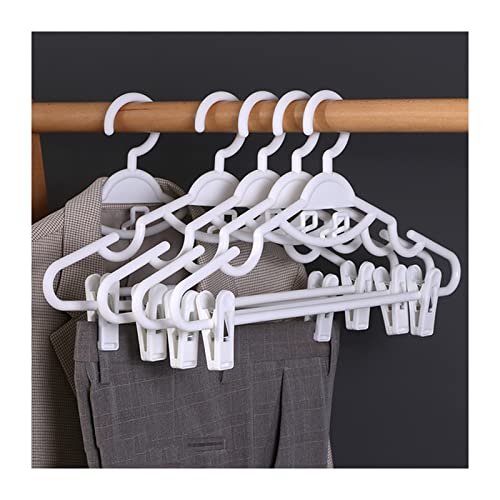 10pcs Clothes Hangers with Clips Plastic Space Saving Non-Slip Skirt Organizer Rotating Swivel Hook Pants Rack Trousers Skirts Clip Hangers for Pants Heavy Duty