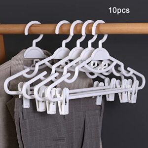 10pcs Clothes Hangers with Clips Plastic Space Saving Non-Slip Skirt Organizer Rotating Swivel Hook Pants Rack Trousers Skirts Clip Hangers for Pants Heavy Duty