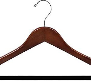 Wooden Suit Hangers with Walnut Finish and Velvet Non-Slip Bar, Space Saving Flat Hanger with Chrome Swivel Hook & Notches (Set of 100) by The Great American Hanger Company