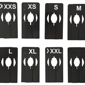 NAHANCO QSDBWKIT3, Black Rectangular Clothing Size Dividers with White Print for XXS-XXL, 1 Blank, Kit of 16 (7 Sizes and 1 Blank, 2 of Each)