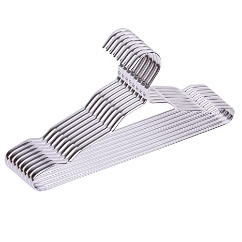 5pcs Aluminum Alloy Hangers Traceless Adult Clothes Dryer, Widened and Thicker Hangers, Size: 41.3*1.2*2 (Silver Grey)