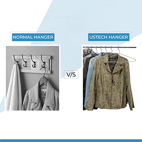 USTECH Strong Metal Clothes Hanger Set | Heavy Duty Coat, Pant, and Suit Standard Hangers | Keep Your Clothes Organized and Wrinkle-Free | Pack of 48
