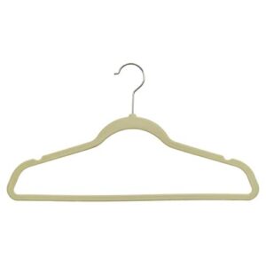 mainetti sh-vm003-iv10 ivory velvet ultra-thin hangers with notches and bright zinc swivel hooks, 17.5 inch (pack of 10)