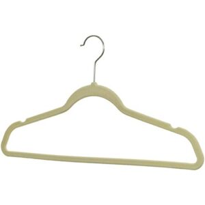 Mainetti SH-VM003-IV10 Ivory Velvet Ultra-Thin Hangers with Notches and Bright Zinc Swivel Hooks, 17.5 Inch (Pack of 10)