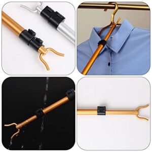 DOITOOL Hanger Retriever Pole with Hook- Adjustable 49in High Reach Closet Pole- Extendable Garment Hook Reaching Stick Pole to Easily Reach Clothes ( Golden )