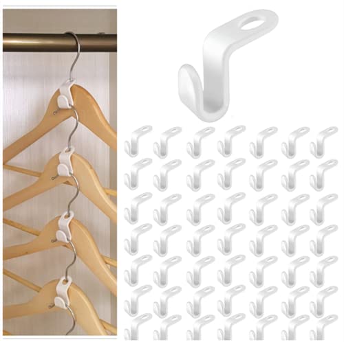 Rollbin Clothes Hanger Connector Hooks Space Saving Hanger Extender Cascading Clothes Hooks 50pcs,Outfit Hangers Suitable for Home Bedroom Save Matching Time