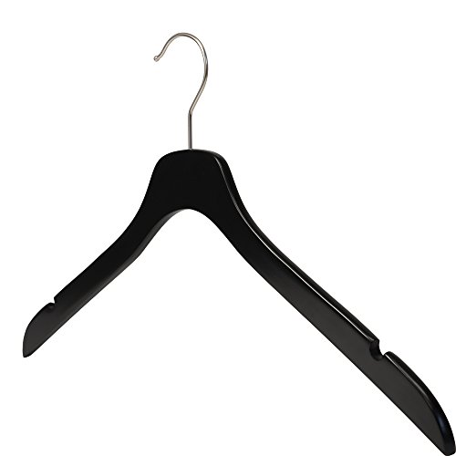 NAHANCO SL7021720 17" Slim Line Space Saving Wooden Shirt/Dress Hanger (Pack of 20), Black