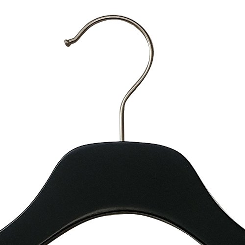 NAHANCO SL7021720 17" Slim Line Space Saving Wooden Shirt/Dress Hanger (Pack of 20), Black