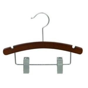only hangers walnut wooden baby hanger w/clips 10" (50)