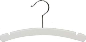 the great american hanger company white rounded wooden baby hanger, box of 25 10 inch wood top hangers w/chrome swivel hook for infant clothes or onesie