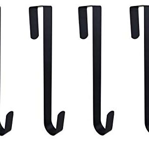 ifavor123 Pack of 4 Black Metal 12 Inches in Length Over-The-Door Closet Door Hanger Hooks, Indoor Outdoor Wreath Hangers Multi-Purpose Home Décor Hanger