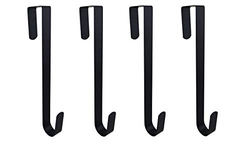 ifavor123 Pack of 4 Black Metal 12 Inches in Length Over-The-Door Closet Door Hanger Hooks, Indoor Outdoor Wreath Hangers Multi-Purpose Home Décor Hanger