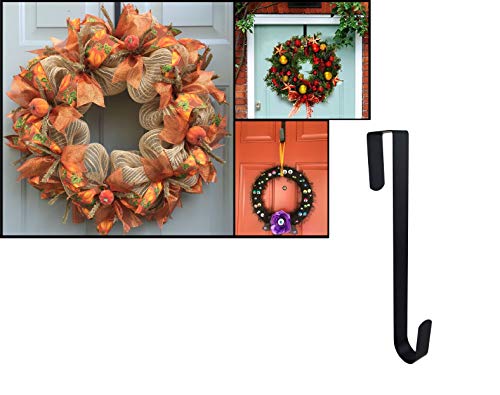 ifavor123 Pack of 4 Black Metal 12 Inches in Length Over-The-Door Closet Door Hanger Hooks, Indoor Outdoor Wreath Hangers Multi-Purpose Home Décor Hanger