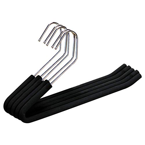 Lenere Open End Trouser Hangers Slack Pant Hanger with Non-Slip Foam Coated Black 5-Pack