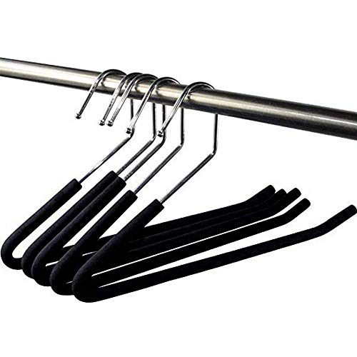 Lenere Open End Trouser Hangers Slack Pant Hanger with Non-Slip Foam Coated Black 5-Pack