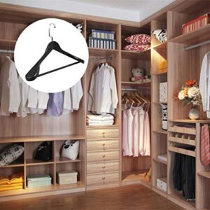 Hemoton Wide Shoulder Wooden Hangers Wood Suit Hanger Coat Hanger with Non Slip Pants Bar for Dress Jacket Heavy Clothes Hangers Black 45X25.5CM