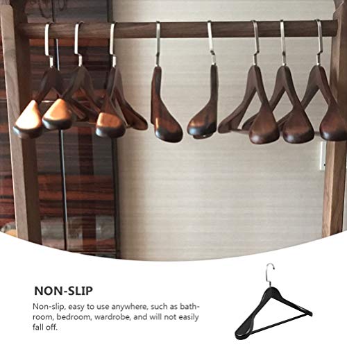 Hemoton Wide Shoulder Wooden Hangers Wood Suit Hanger Coat Hanger with Non Slip Pants Bar for Dress Jacket Heavy Clothes Hangers Black 45X25.5CM