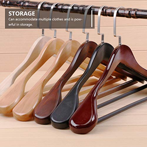 Hemoton Wide Shoulder Wooden Hangers Wood Suit Hanger Coat Hanger with Non Slip Pants Bar for Dress Jacket Heavy Clothes Hangers Black 45X25.5CM