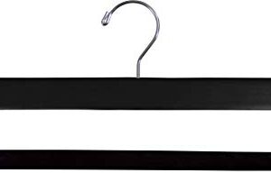 Premium Black Wood Pant Hanger with Black Velvet Non-Slip Bar Box of 12