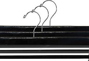 Premium Black Wood Pant Hanger with Black Velvet Non-Slip Bar Box of 12