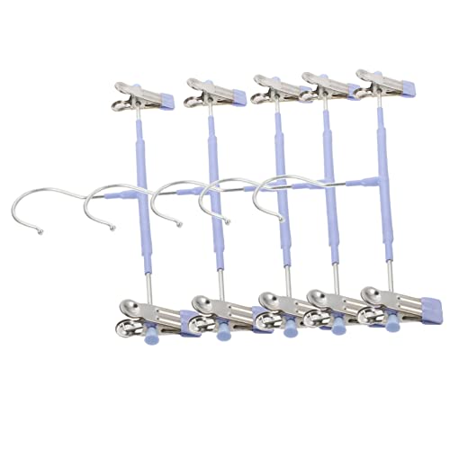 Alipis 5pcs Double Clip Skirt Pants Hanger Multifunctional Pants Rack Trousers Rack Trousers Rack Household Trousers Rack Trousers Rack No Trace Stainless Steel Blue Coat Hanger