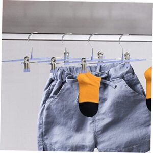 Alipis 5pcs Double Clip Skirt Pants Hanger Multifunctional Pants Rack Trousers Rack Trousers Rack Household Trousers Rack Trousers Rack No Trace Stainless Steel Blue Coat Hanger