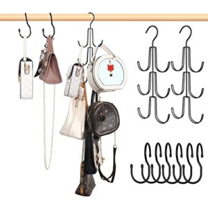 voowo purse hanger for closet 2 pack purse hanger + 6 pack purse hook for closet, metal twisted s hook, purse handbag hanger closet organizer, closet rod hooks for hanging purse valentine's day gift