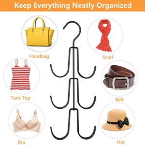 VOOWO Purse Hanger for Closet 2 Pack Purse Hanger + 6 Pack Purse Hook for Closet, Metal Twisted S Hook, Purse Handbag Hanger Closet Organizer, Closet Rod Hooks for Hanging Purse Valentine's Day Gift